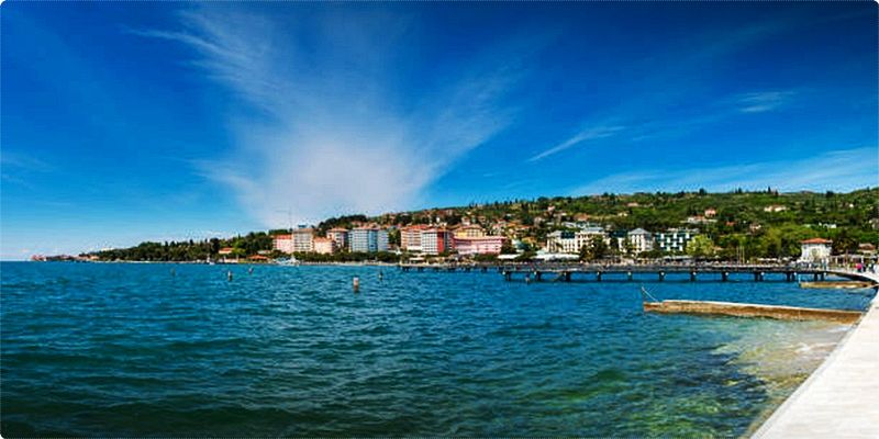Portorose is a well known Slovenian tourist resort on the Adriatic coast, famous for its sunny position in the bay of Piran